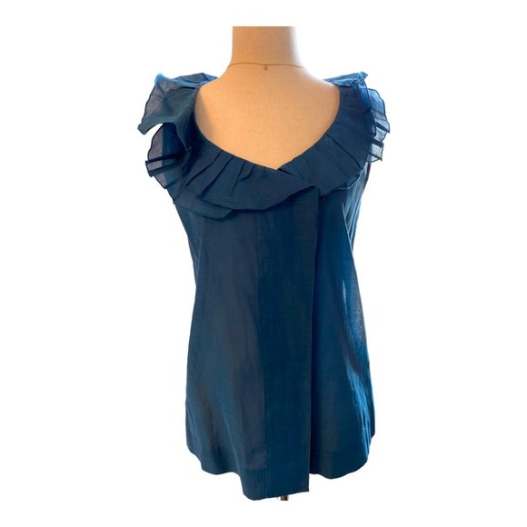 J. Crew Tops - Sapphire Blue Linen J. Crew Sleeveless Button-Down Top Size S